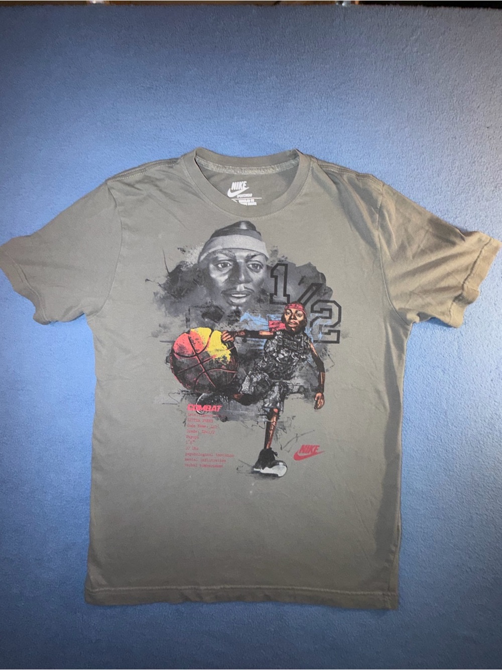 Nike Lil Penny Gray Graphic Basketball Tee with Multicolor Print Vintage
